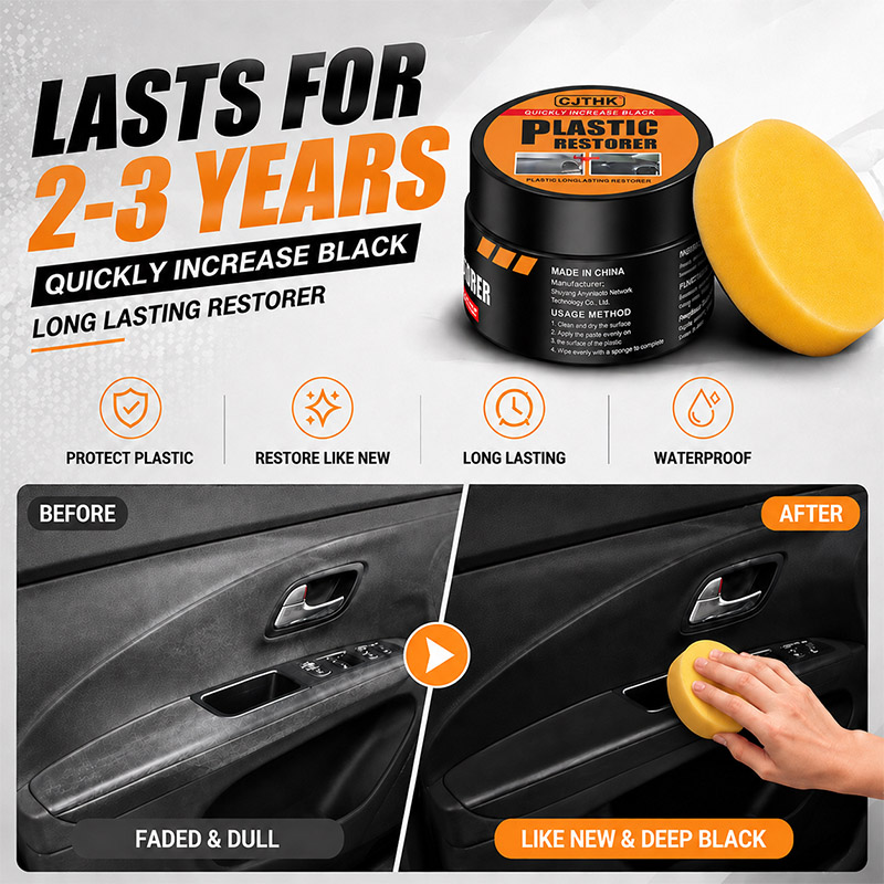 Leather Cleaner Interior - น้ำยาฟื้นฟูพลาสติกรถยนต์ กลับสู่ความเงางามสีดำ น้ำยาเคลือบแว็กซ์สำหรับฟื้นฟูภายในรถยนต์ หนัง และแผงต่างๆ น้ำยาขัดและเคลือบซ่อมแซมรถยนต์